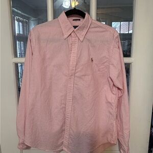 Ralph Lauren Light Pink & White Striped Button-Down Shirt